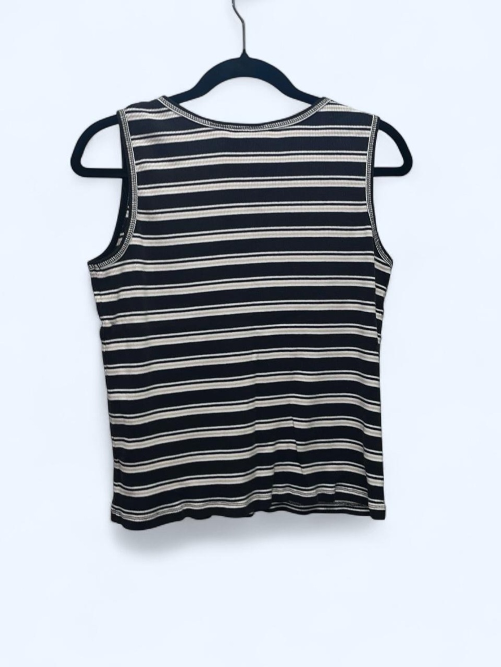 St. John's Bay Navy & White Striped V-Neck Tank - Picture 6 of 6